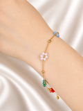 Multi-Color Flower Charm Bracelet