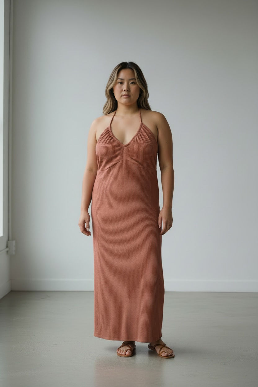The Halter Midi Dress - Curve Fit